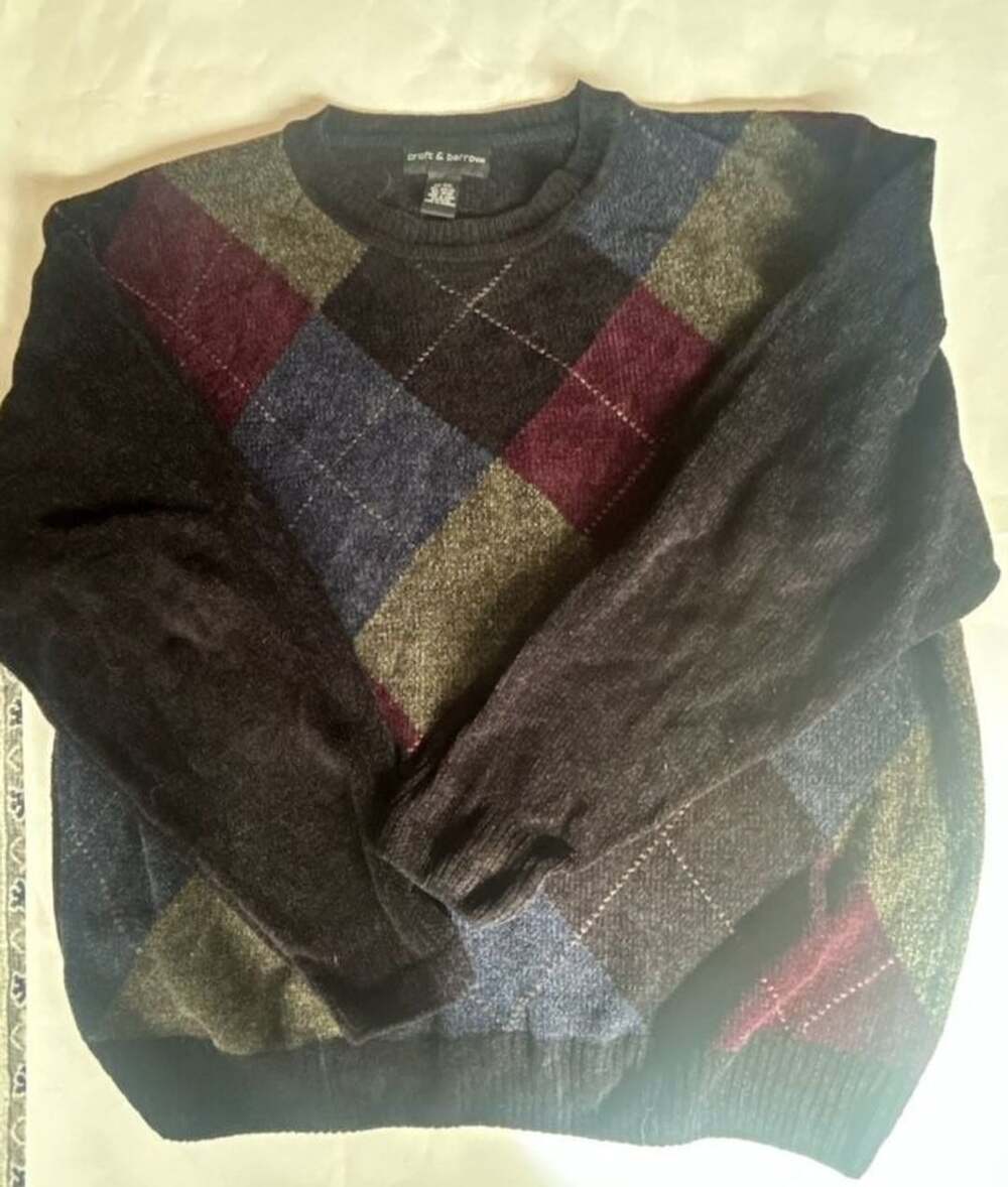 Croft & Barrow Argyle Sweater Size XXL Multicolor Crewneck